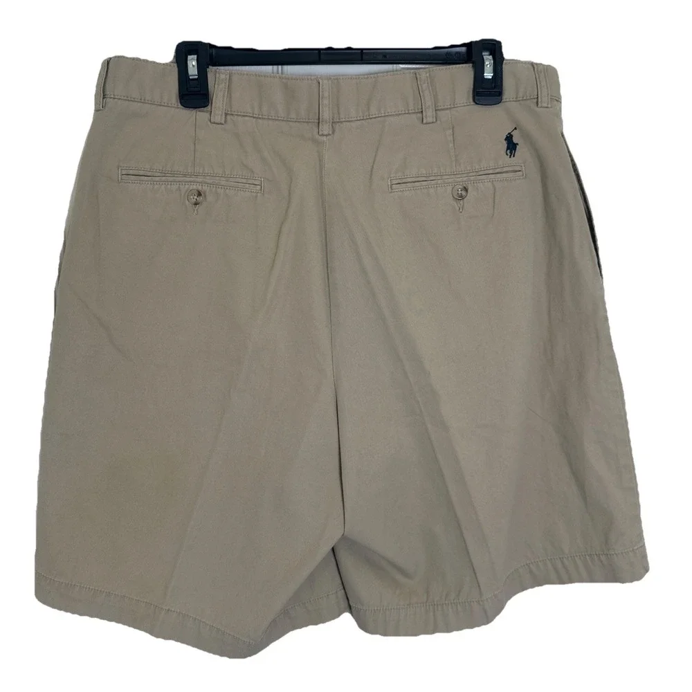 Polo Ralph Lauren Tyler Shorts Mens 35 Khaki Pleated Classic Fit‎ Cotton Chino
